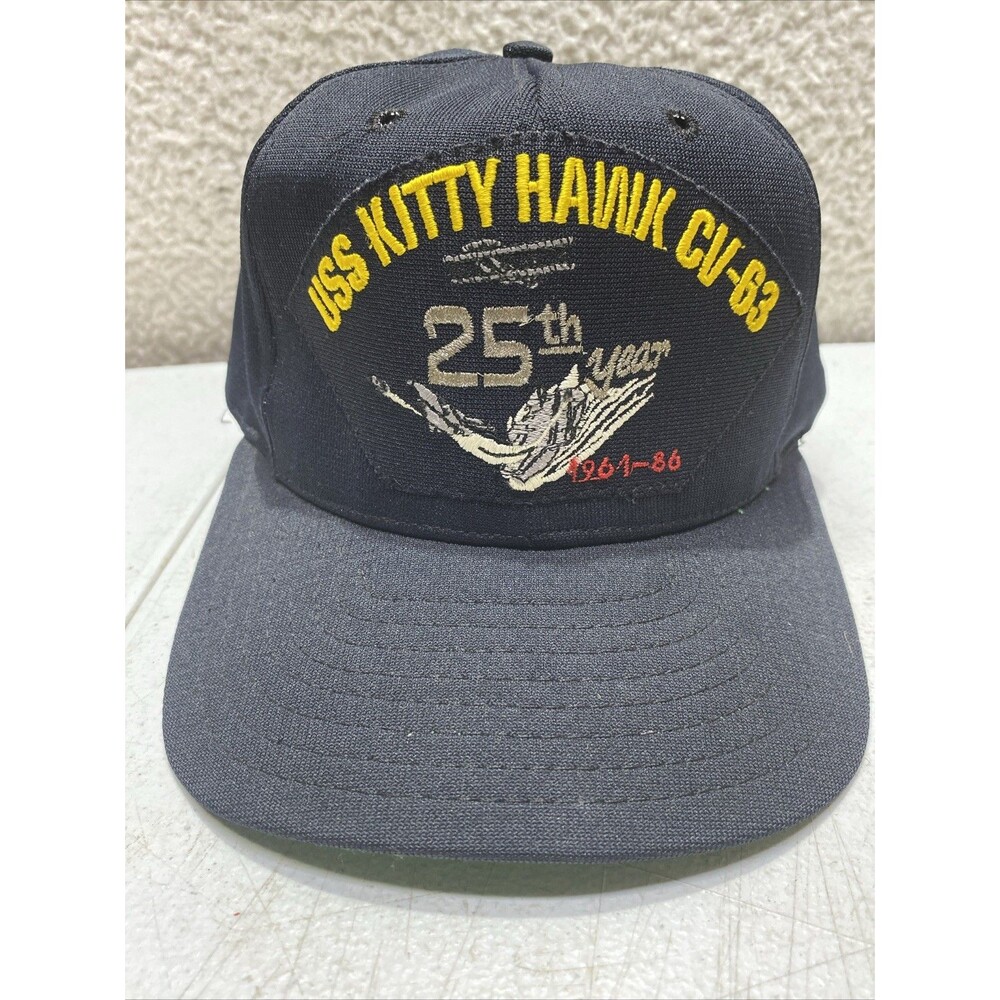 USS Kitty Hawk CV-63 25th Year Snapback Hat Black   Adjustable USA